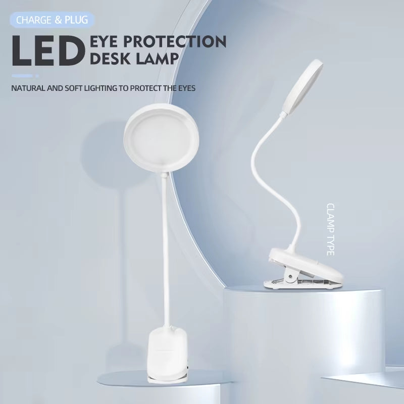 USB Rechargeable Clip on Desk Lamp, 3 Color Temperatures & Dimmable, LED Reading Light for Study Office Bedroom