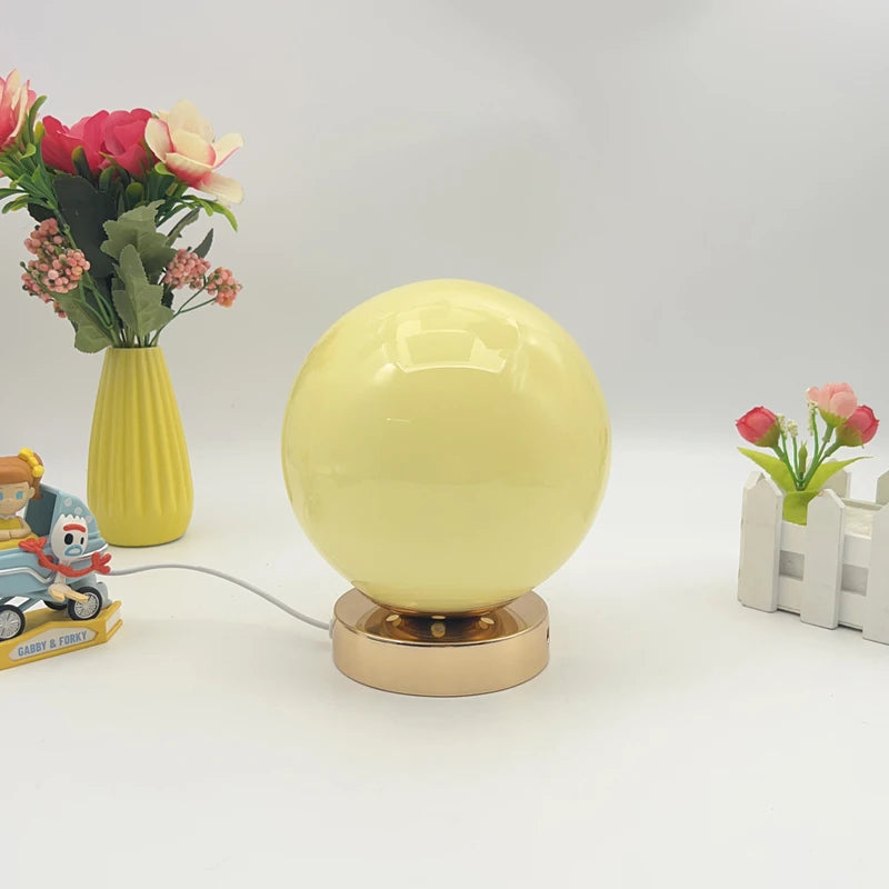 Glass Globe Table Lamp Modern Minimalist Dimmable Rechargeable Ambient Light for Living Room Study Bedroom Bedside Bar
