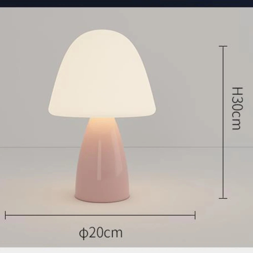 Cream Mushroom Table Lamp Cute and Simple Ceramic Eye Protection Bedside Lamp Warm Girl Bedroom Atmosphere Small Night Lamp