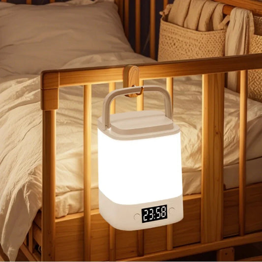 LED Table Lamp with Clock Time Display Desk Book Light Remote Dimmable Reading Lamp for Bedroom Bedside Night Light Rechargeable