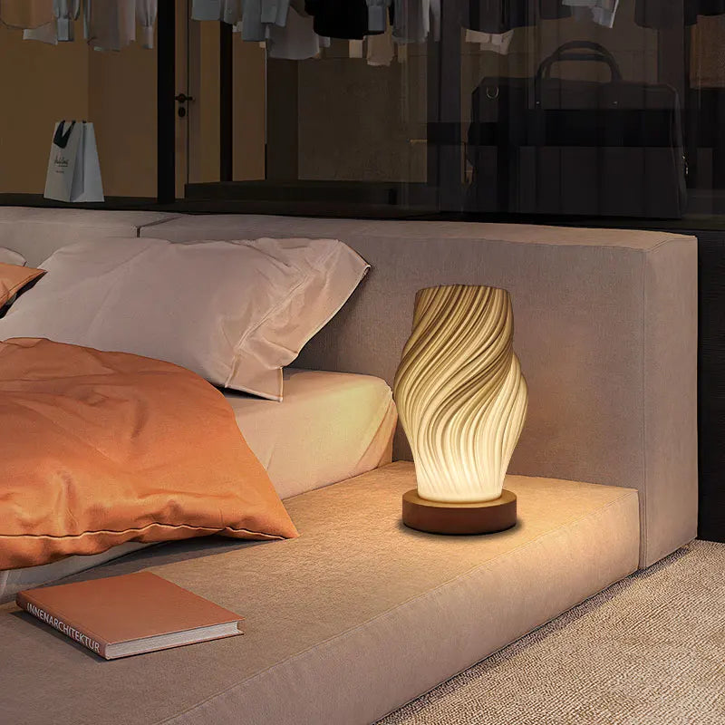 Modern Minimalist Design Table Lamp, Button Control, 3-Level Dimming with Wooden Base, Suitable for Study Rooms, Living Rooms, Offices, Dorms, Etc.