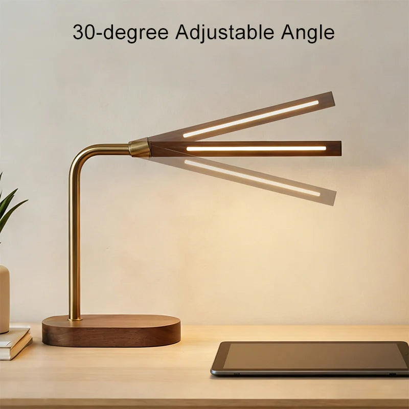Wooden COB Desk Lamp USB Powered Table Lamp with 30° Adjustable Angle Night Light Minimalist Bedside Lamp for Bedroom Home