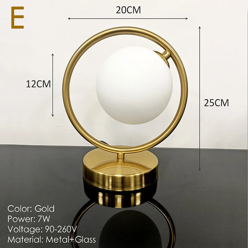 Nordic Glass Ball Desk Lamp with Touch Switch Used for Study Dressing Table Live Broadcast Lighting Bedroom Bedside Table Lamp