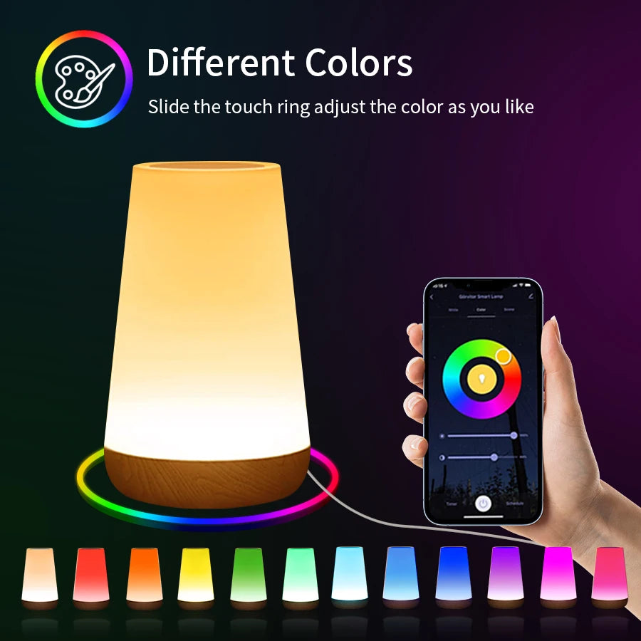Tuya Smart Wifi LED Table Lamp RGB Colorful Dimming Timer Sleeping Touch Night Light APP Voice Control for Bedroom Table Lightin
