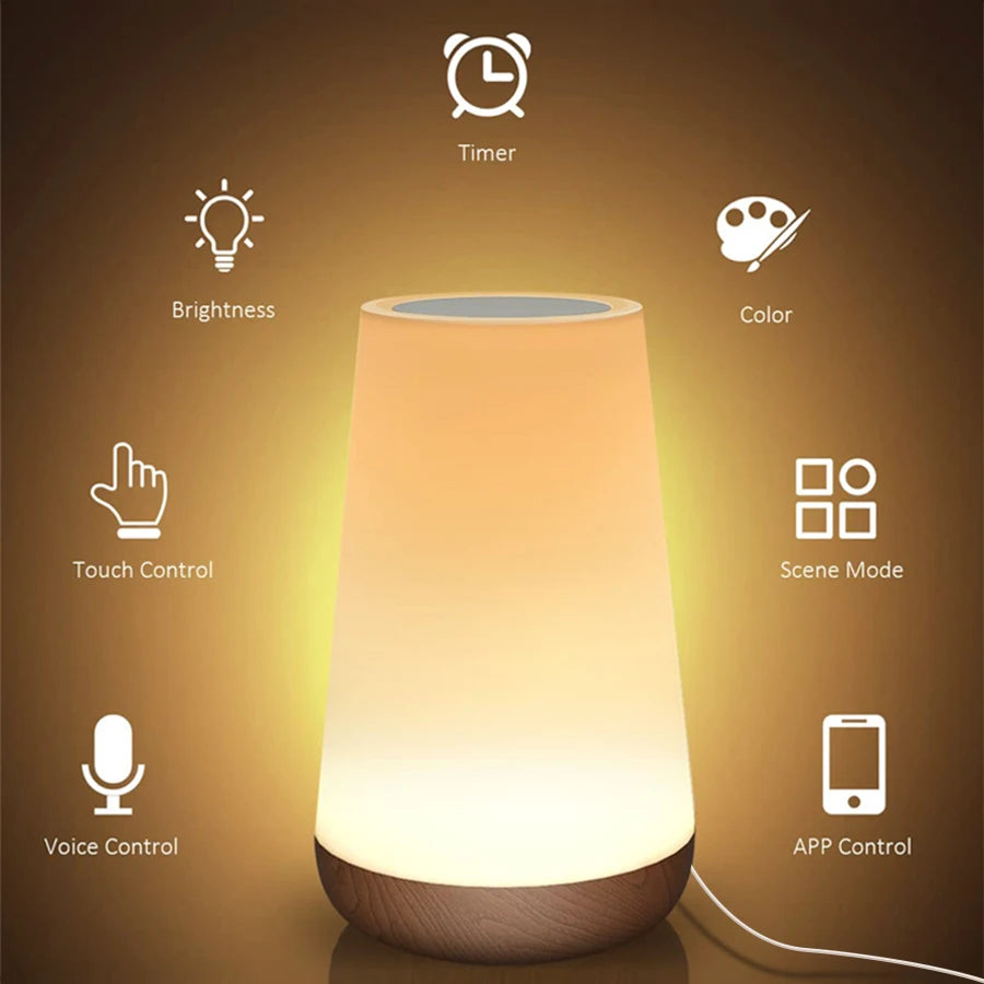Tuya Smart Wifi LED Table Lamp RGB Colorful Dimming Timer Sleeping Touch Night Light APP Voice Control for Bedroom Table Lightin