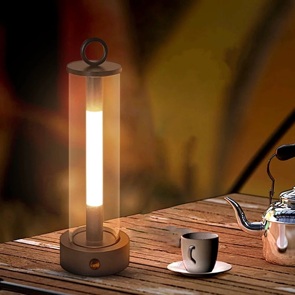 Portable Metal LED Desk Lamp, 3 Color Touch Sensor Control Rechargeable Desk Lamp Bedside Lamp, Outdoor Camping Dining Bar