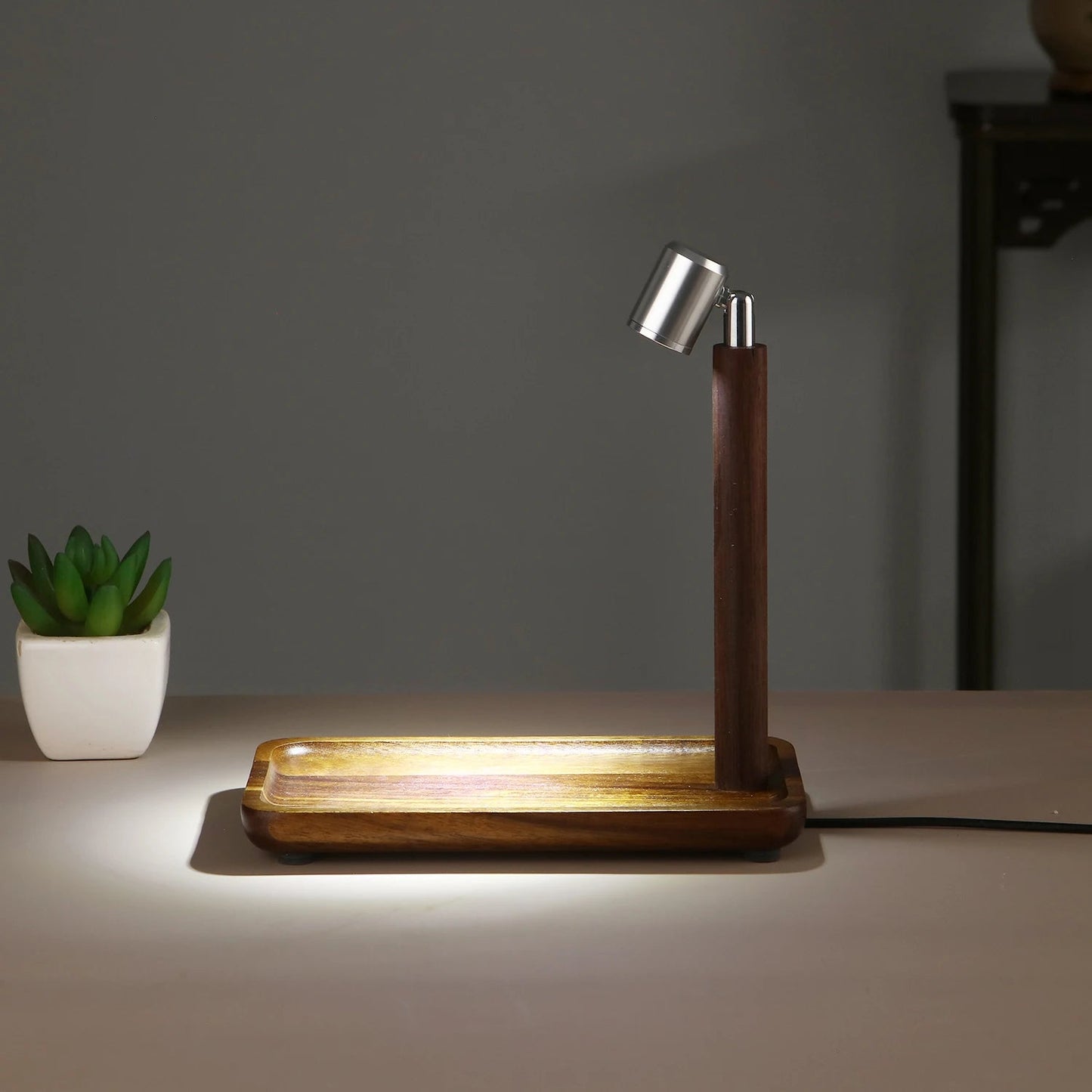 Wooden Table Lamp USB Powered Night Light Display Light LED Eye Protection Bedside Lamp Desktop Decorative Lights