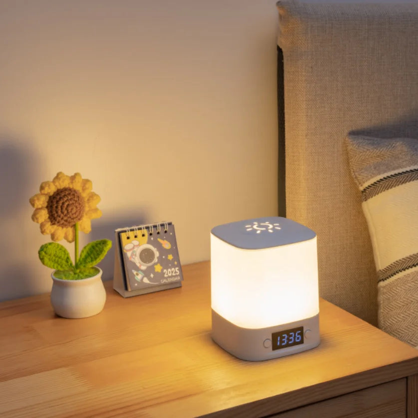LED Table Lamp with Clock Time Display Desk Book Light Remote Dimmable Reading Lamp for Bedroom Bedside Night Light Rechargeable