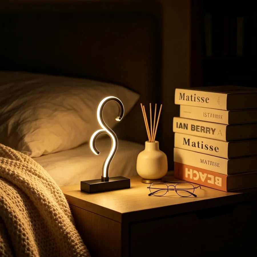 1PC Double Question Mark Creative Desk Lamp with USB Power Plug and Three Color Lighting
