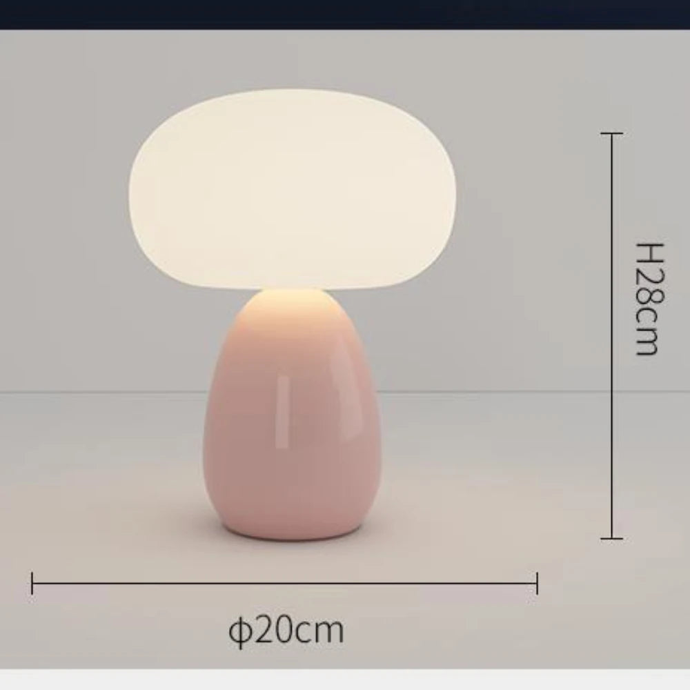 Cream Mushroom Table Lamp Cute and Simple Ceramic Eye Protection Bedside Lamp Warm Girl Bedroom Atmosphere Small Night Lamp