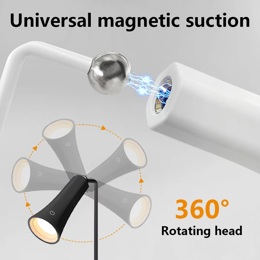 Table Study Lamp Touch 360° Magnetic Rotation Infinite Dimming Night Light Wall Lamp Flashlight Reading Light Bedroom Bedside