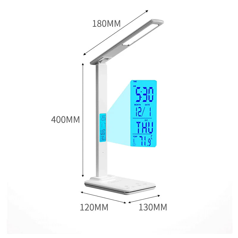 Folding Table Lamp USB Reading Touch Dimmable Eye Protection with Alarm Clock Thermometer LED Desk Lamp USB Charge Night Light