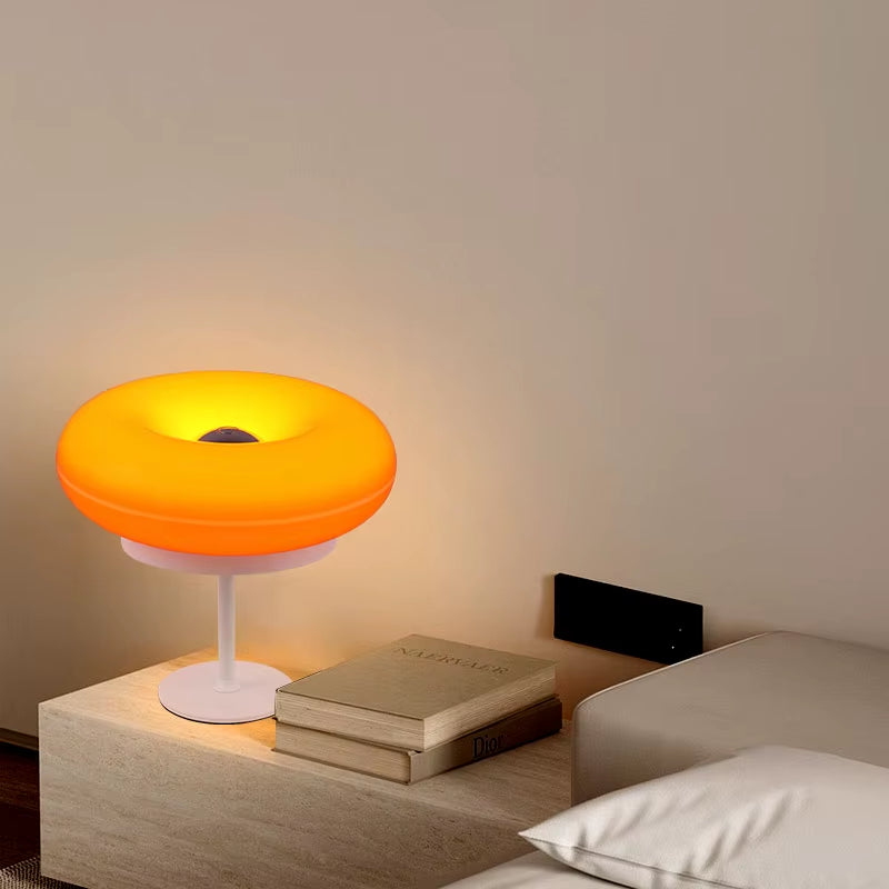 Artistic Creative Design Tall Table Lamp, Donut-Shaped Night Light, Touch Switch, Rechargeable, Three-Color Dimming, Suitable for Study Room, Bedroom, Living Room, Dining Bar, Decorative Lighting.