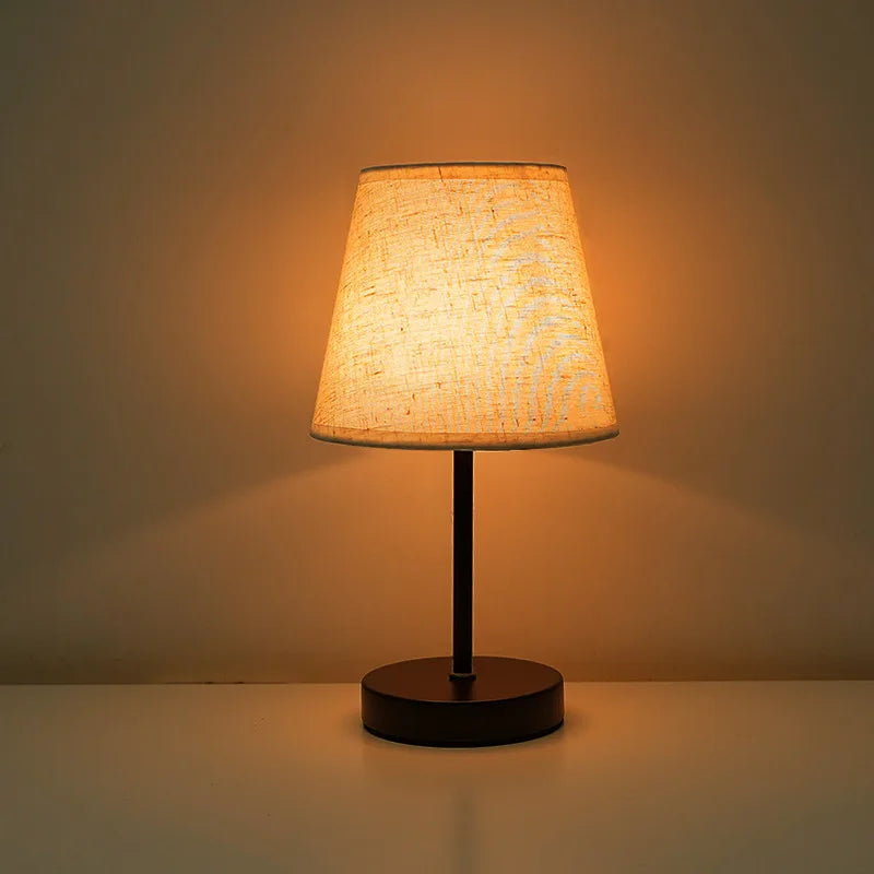 Solid Wood Fabric Usb Small Desk Lamp Bedroom Bedside Lamp Study Dormitory Led Night Light Creative Atmosphere Light Decoration
