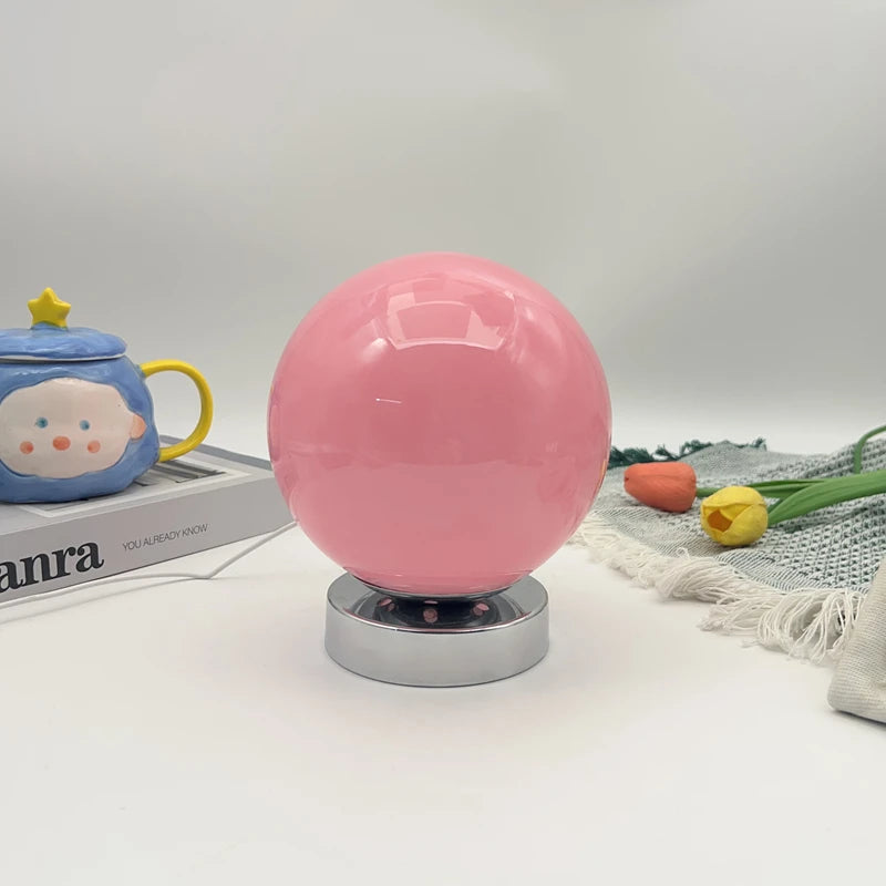 Glass Globe Table Lamp Modern Minimalist Dimmable Rechargeable Ambient Light for Living Room Study Bedroom Bedside Bar