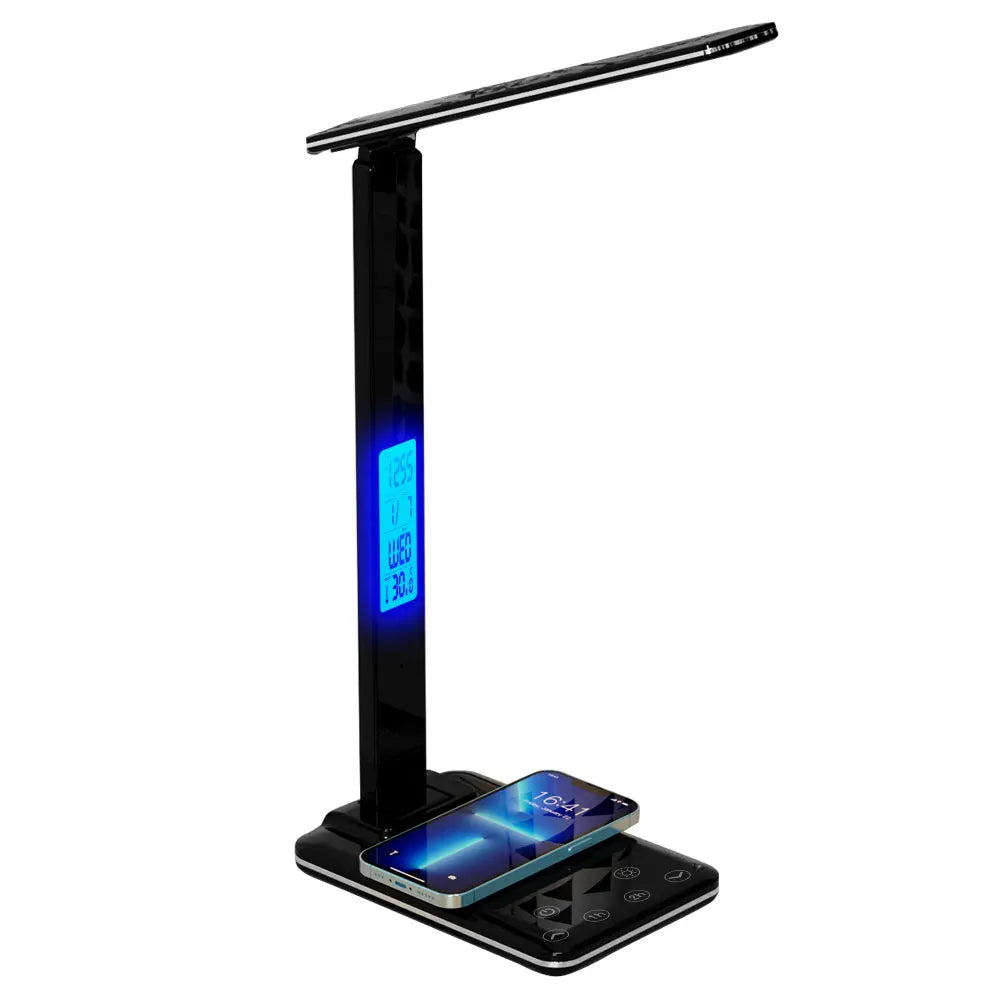 Folding Table Lamp USB Reading Touch Dimmable Eye Protection with Alarm Clock Thermometer LED Desk Lamp USB Charge Night Light