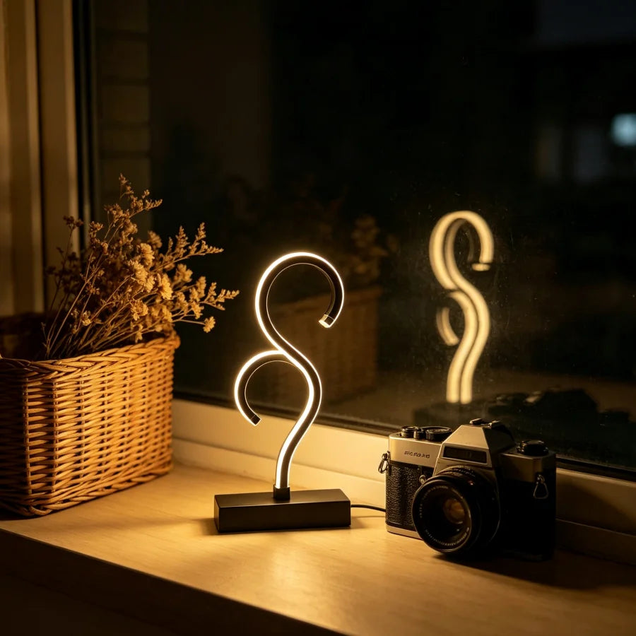 1PC Double Question Mark Creative Desk Lamp with USB Power Plug and Three Color Lighting