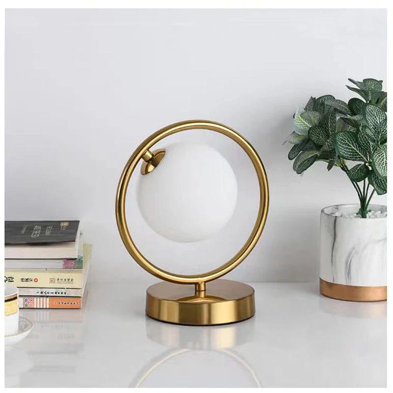 Nordic Glass Ball Desk Lamp with Touch Switch Used for Study Dressing Table Live Broadcast Lighting Bedroom Bedside Table Lamp