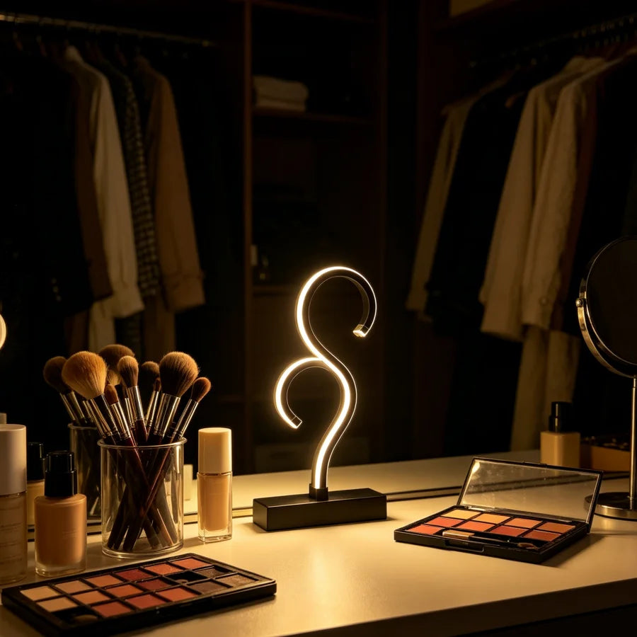 1PC Double Question Mark Creative Desk Lamp with USB Power Plug and Three Color Lighting