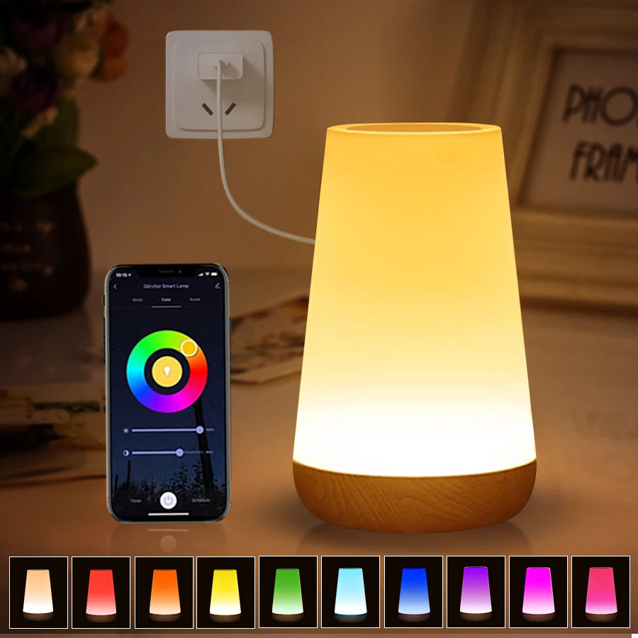 Tuya Smart Wifi LED Table Lamp RGB Colorful Dimming Timer Sleeping Touch Night Light APP Voice Control for Bedroom Table Lightin
