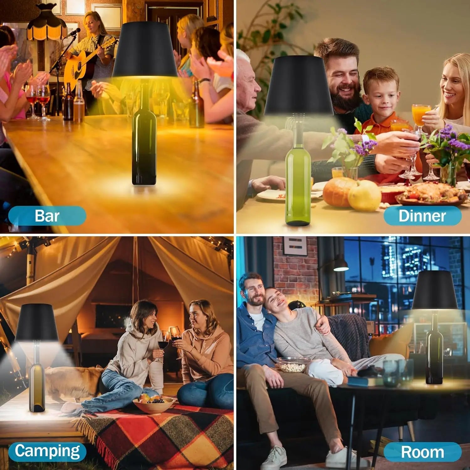 Wireless Table Lamp for Wine Bottles LED Bottle Light for Outdoor Use Touch Control Ideal for Restaurants Bars Festival Party