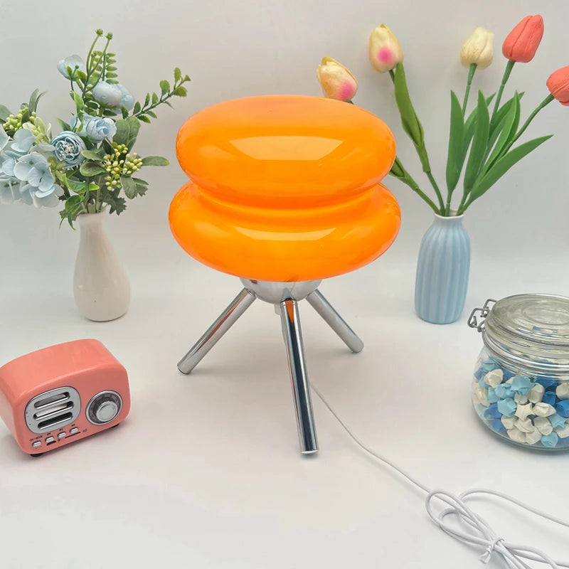 Cream Style Glass Table Lamp Hamburg Medieval Murano Glass Vintage Nordic Bedroom Bedside Decorative Table Lamp