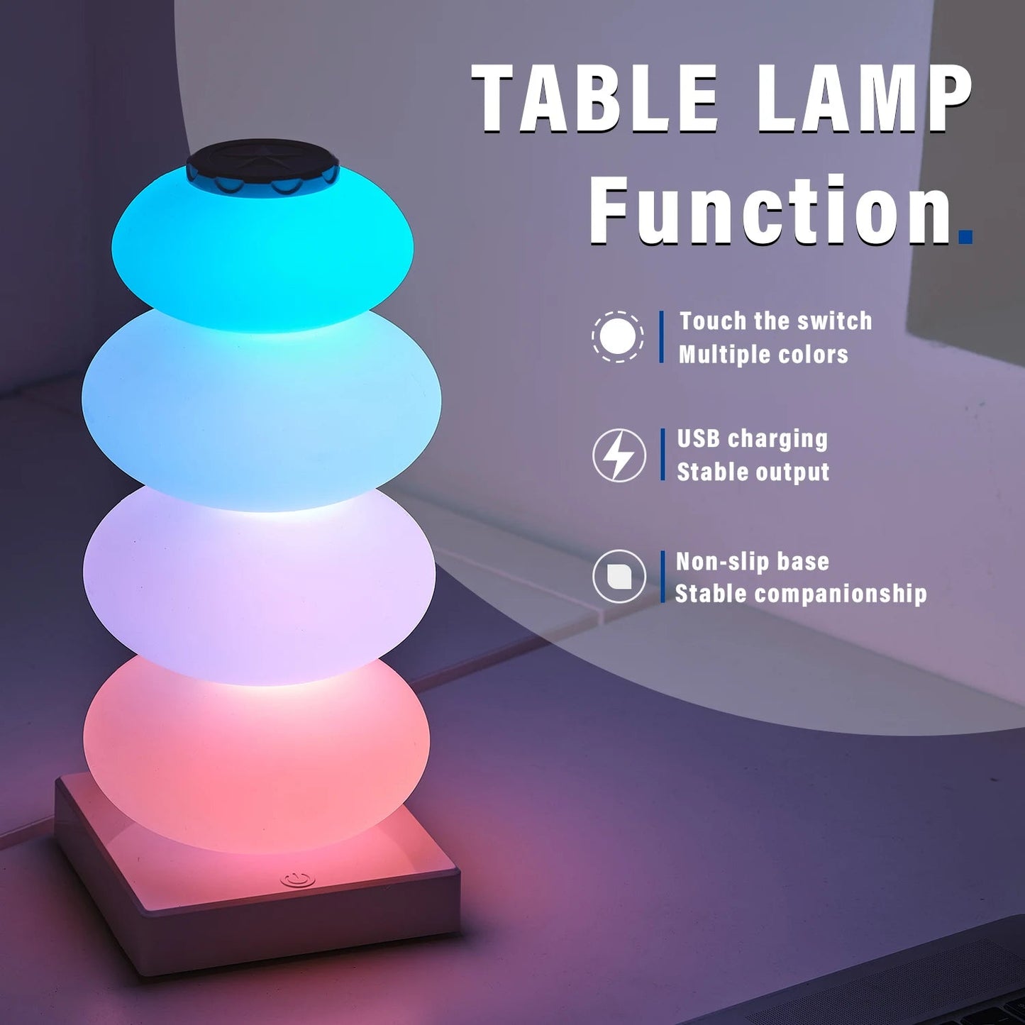 Bedside Table Decorative Light DIY RGB LED Color Changing Touch Switch Multi-Step Lamp for Bedroom Nightstand