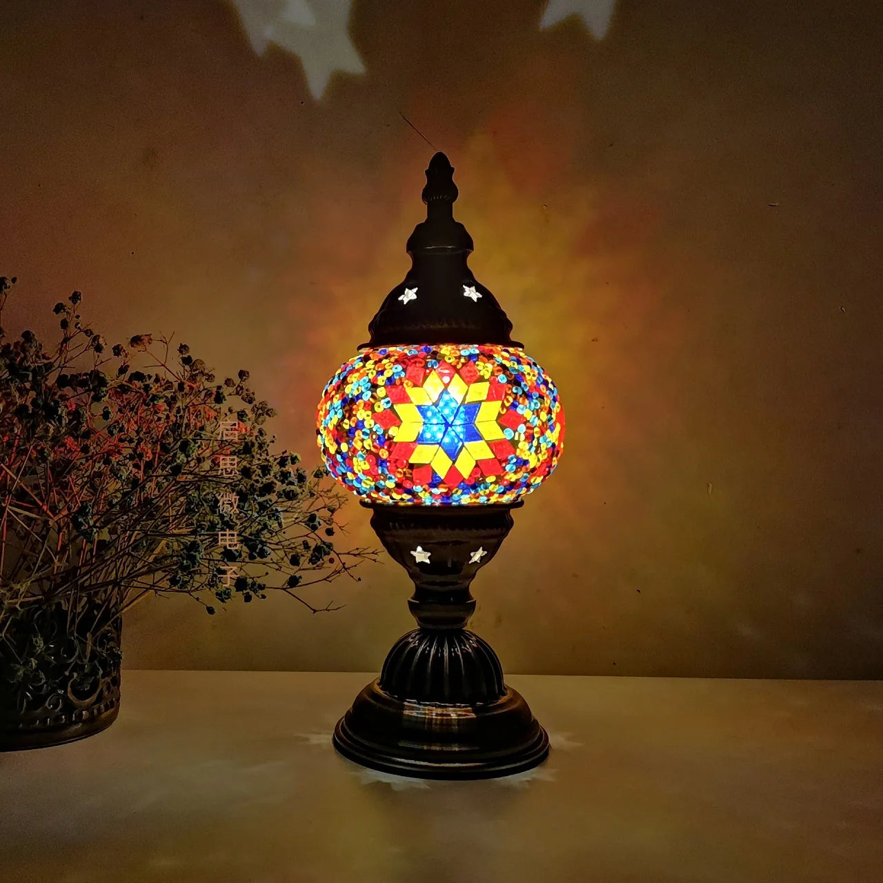 Newest Turkish Mosaic Table Lamp Vintage Art Deco Handcrafted Lamparas De Mesa Ball Glass Romantic Bed Light Led Night Lampe