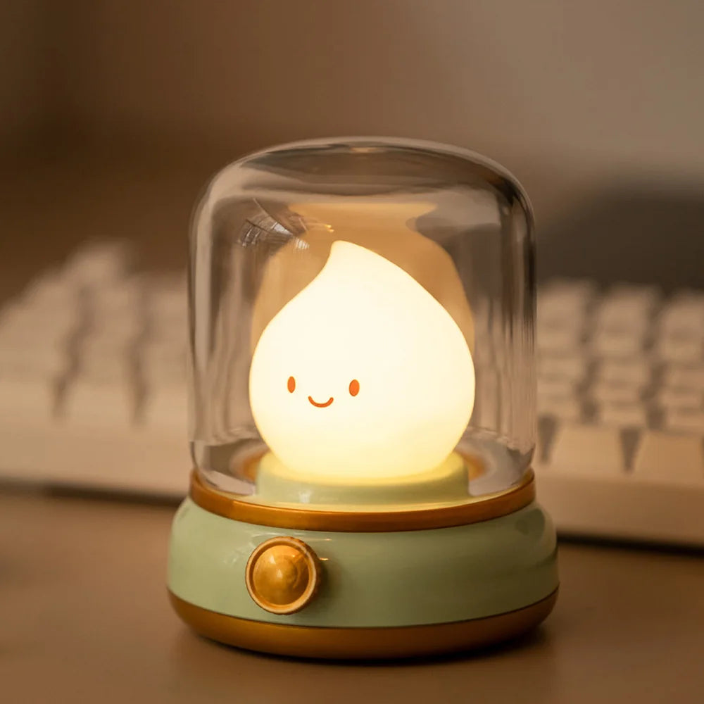 LED Flameless Candle White Noise Night Light Room Decor Lights USB Table Lamp Dimmable Bedside Lamp Camping Light Kids Xmas Gift