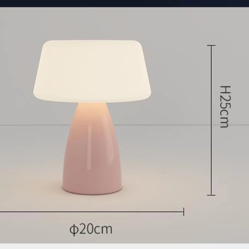Cream Mushroom Table Lamp Cute and Simple Ceramic Eye Protection Bedside Lamp Warm Girl Bedroom Atmosphere Small Night Lamp