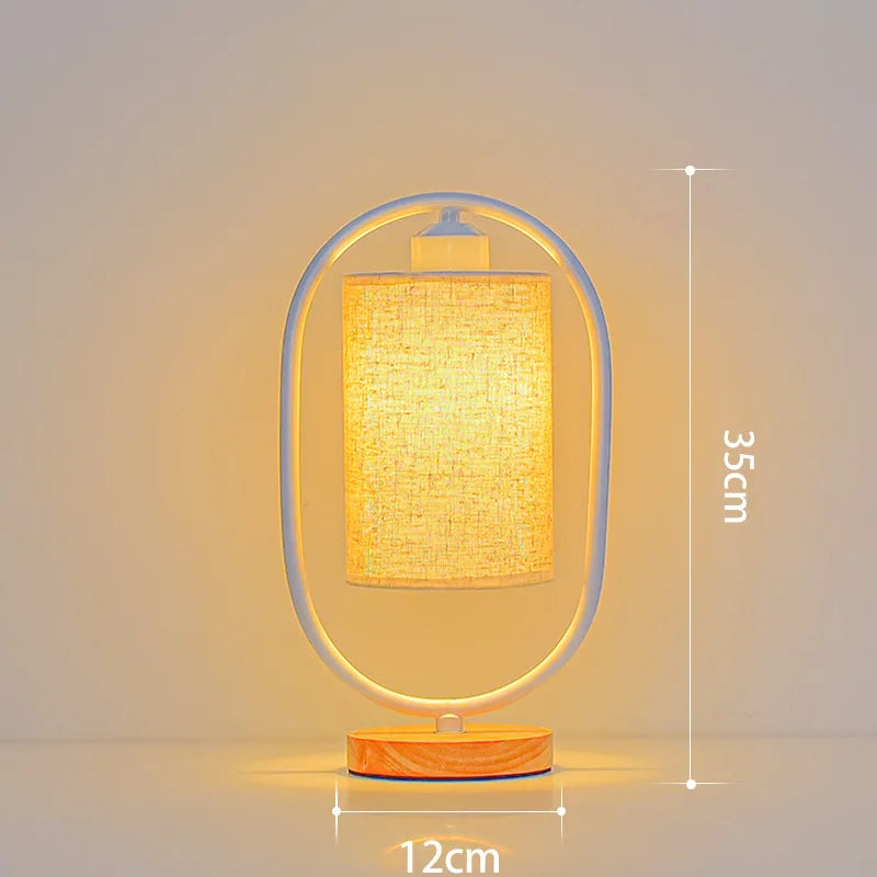 Nordic Desk Lamp Bedroom Simple Personality Creative New Chinese Fabric Bedside Lamp Retro Night Lamp Solid Wood Atmosphere Lamp