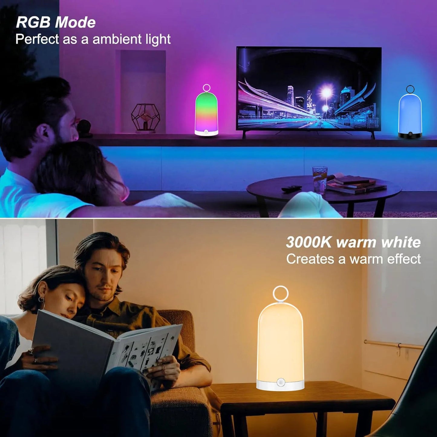 USB Rechargeable Lamp, RGB Portable Home Desk Lamp, Touch Night Light, Bar Coffee Bar Bedroom Outdoor Camping Desk Lamp