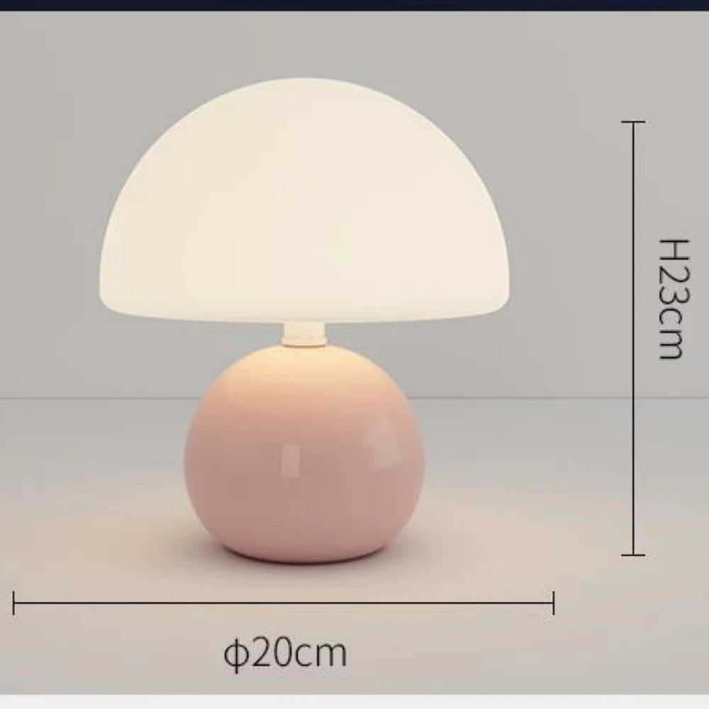Cream Mushroom Table Lamp Cute and Simple Ceramic Eye Protection Bedside Lamp Warm Girl Bedroom Atmosphere Small Night Lamp