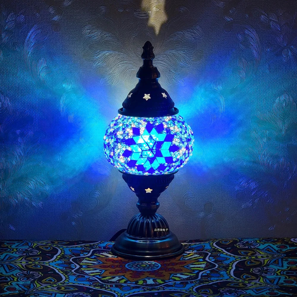 Newest Turkish Mosaic Table Lamp Vintage Art Deco Handcrafted Lamparas De Mesa Ball Glass Romantic Bed Light Led Night Lampe