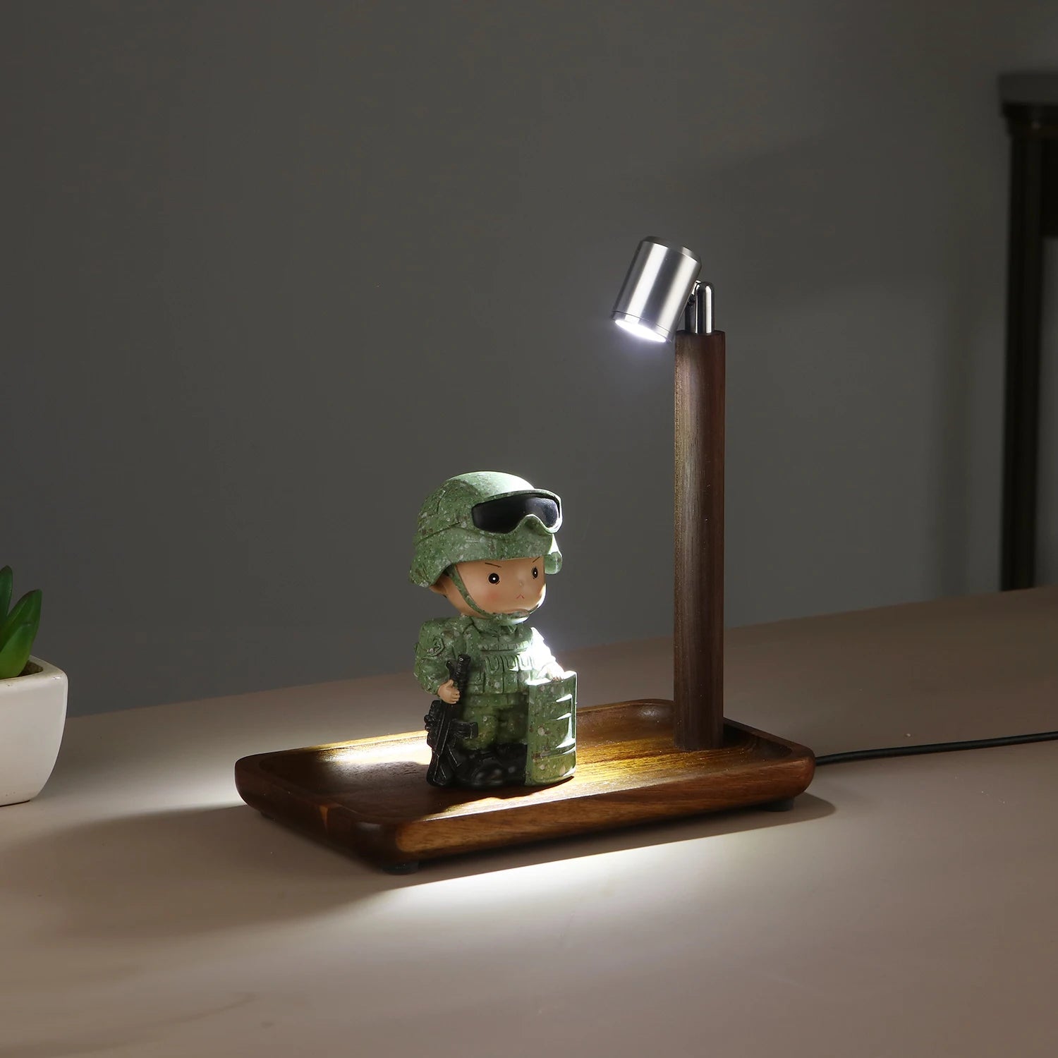 Wooden Table Lamp USB Powered Night Light Display Light LED Eye Protection Bedside Lamp Desktop Decorative Lights