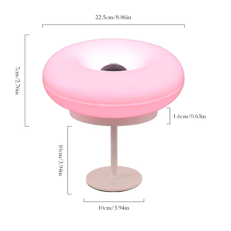 Artistic Creative Design Tall Table Lamp, Donut-Shaped Night Light, Touch Switch, Rechargeable, Three-Color Dimming, Suitable for Study Room, Bedroom, Living Room, Dining Bar, Decorative Lighting.