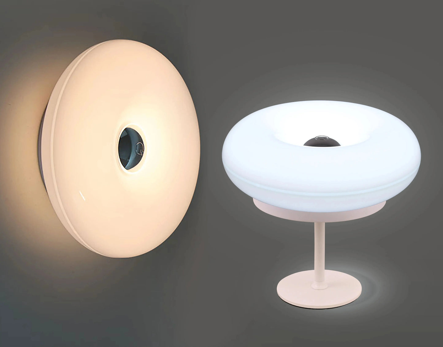 Artistic Creative Design Tall Table Lamp, Donut-Shaped Night Light, Touch Switch, Rechargeable, Three-Color Dimming, Suitable for Study Room, Bedroom, Living Room, Dining Bar, Decorative Lighting.