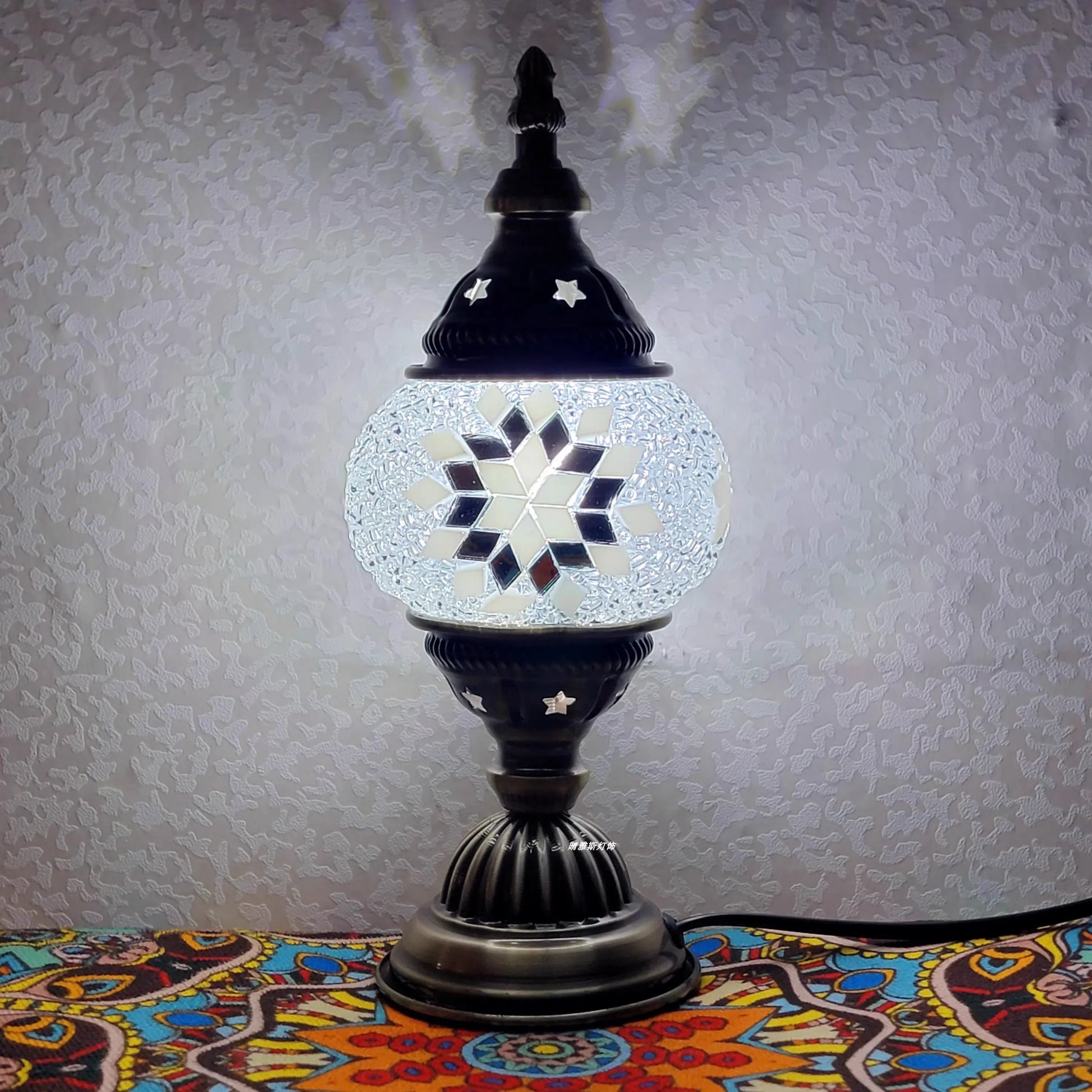 Newest Turkish Mosaic Table Lamp Vintage Art Deco Handcrafted Lamparas De Mesa Ball Glass Romantic Bed Light Led Night Lampe