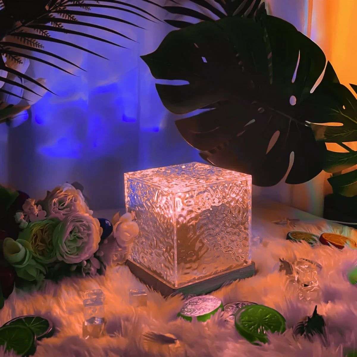 Lampe de chevet cube coloré