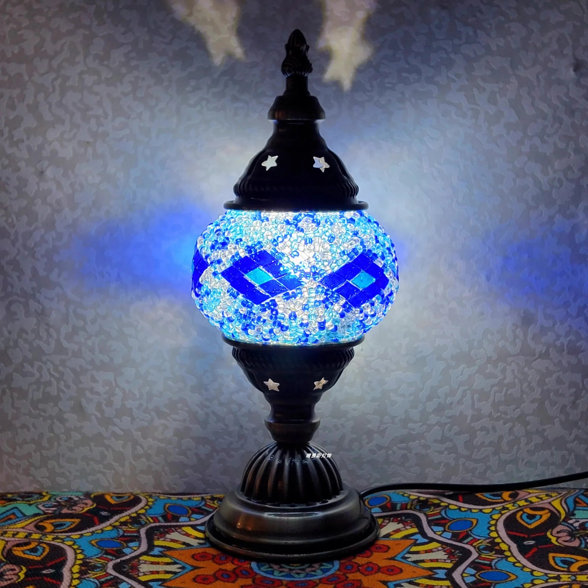 Newest Turkish Mosaic Table Lamp Vintage Art Deco Handcrafted Lamparas De Mesa Ball Glass Romantic Bed Light Led Night Lampe