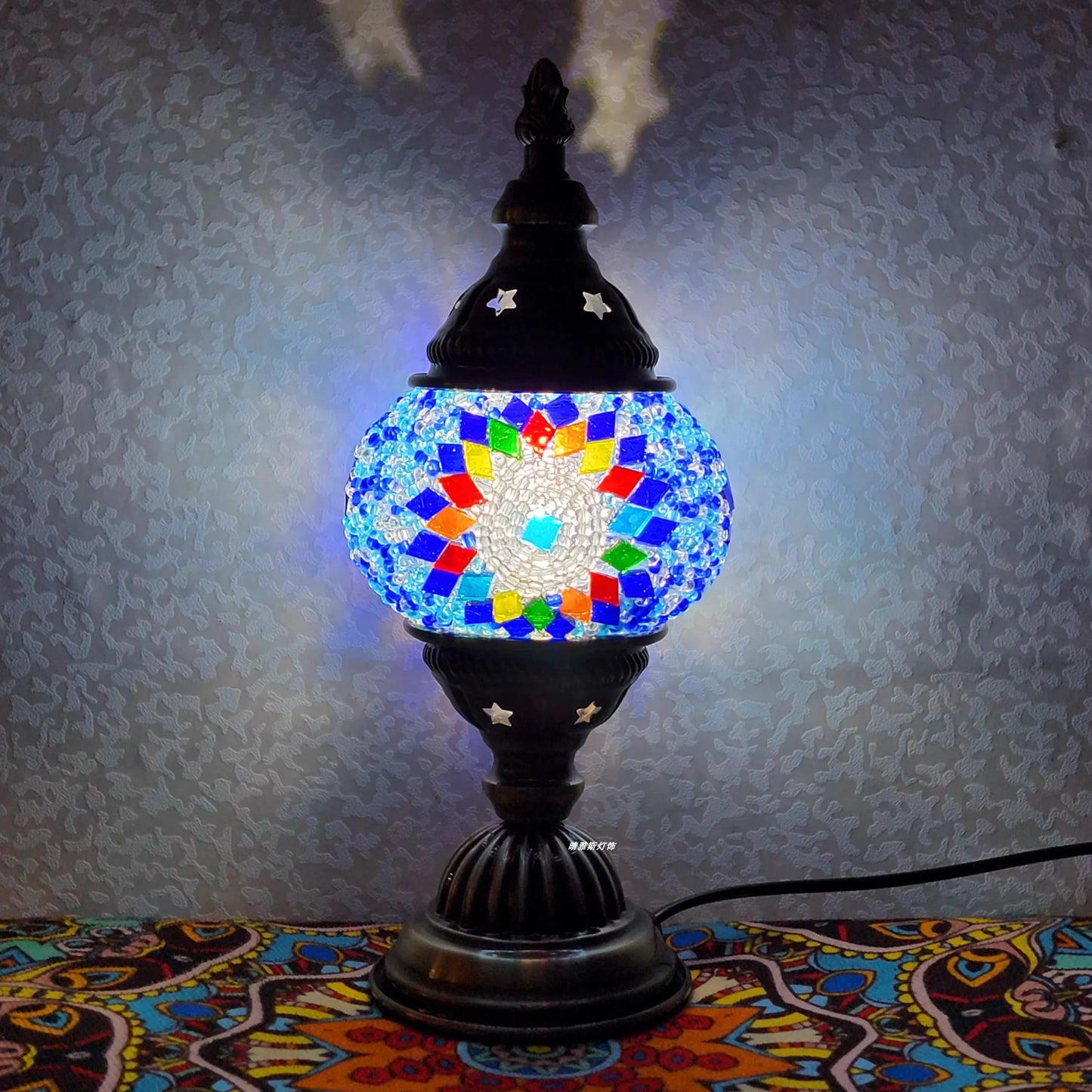 Newest Turkish Mosaic Table Lamp Vintage Art Deco Handcrafted Lamparas De Mesa Ball Glass Romantic Bed Light Led Night Lampe