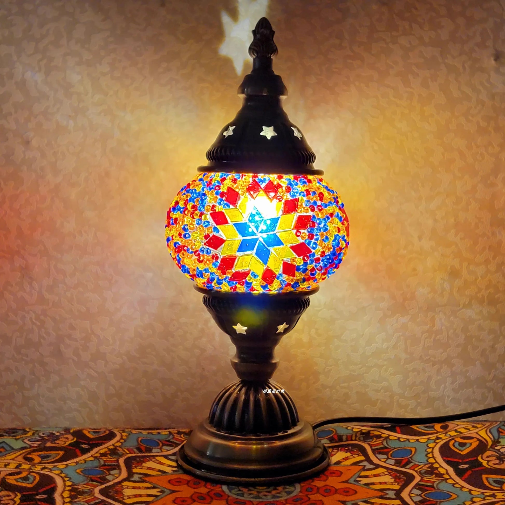 Newest Turkish Mosaic Table Lamp Vintage Art Deco Handcrafted Lamparas De Mesa Ball Glass Romantic Bed Light Led Night Lampe