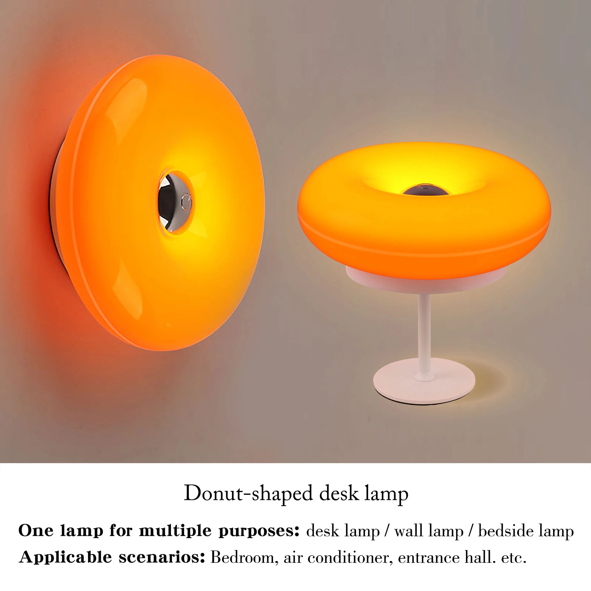 Artistic Creative Design Tall Table Lamp, Donut-Shaped Night Light, Touch Switch, Rechargeable, Three-Color Dimming, Suitable for Study Room, Bedroom, Living Room, Dining Bar, Decorative Lighting.