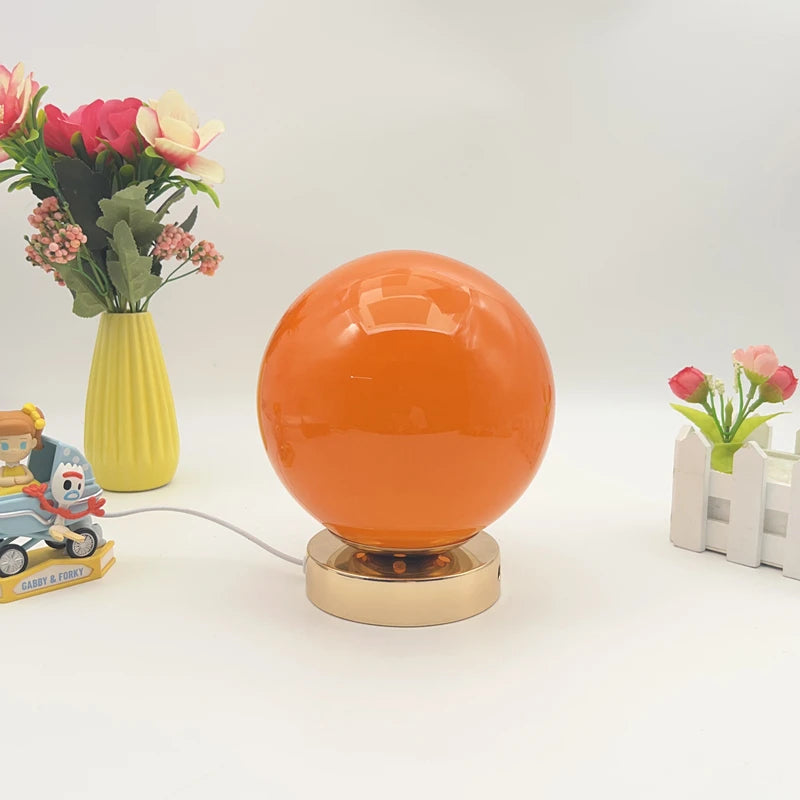 Glass Globe Table Lamp Modern Minimalist Dimmable Rechargeable Ambient Light for Living Room Study Bedroom Bedside Bar