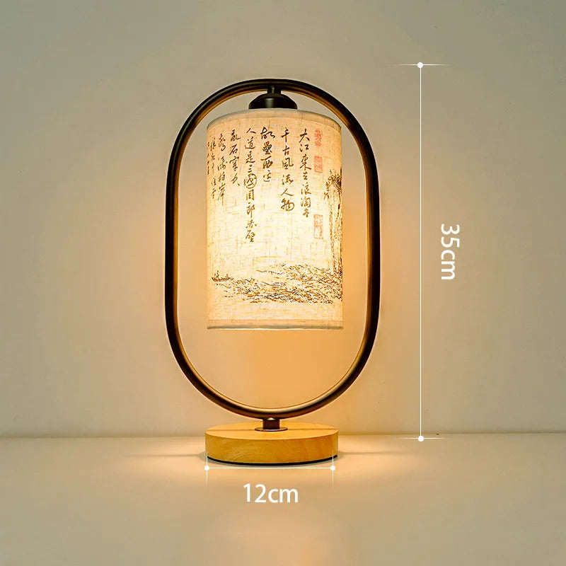 Nordic Desk Lamp Bedroom Simple Personality Creative New Chinese Fabric Bedside Lamp Retro Night Lamp Solid Wood Atmosphere Lamp
