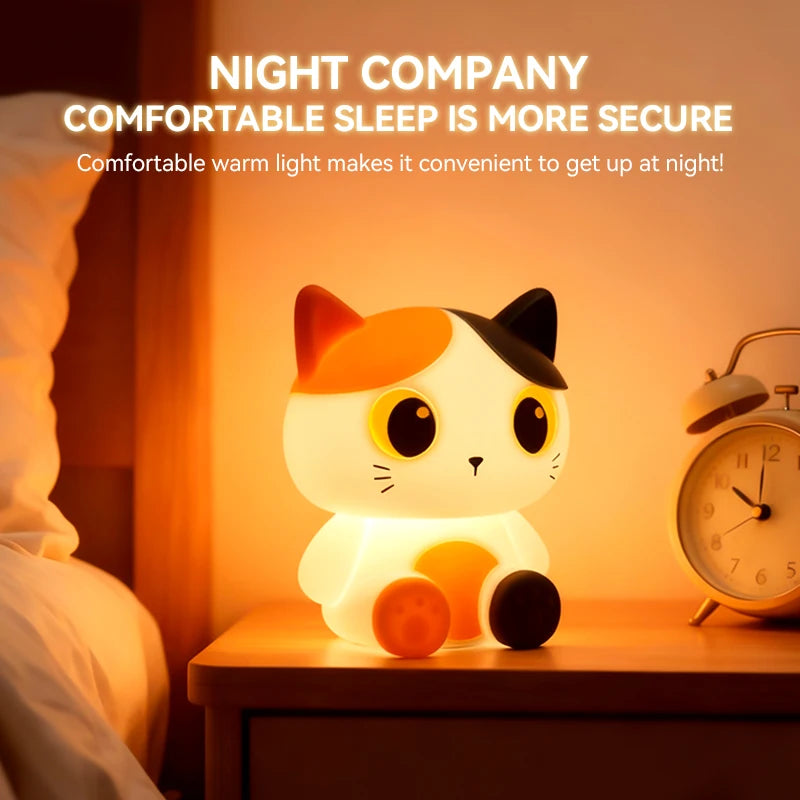 Tricolor Cat Night Light,Chargeable Bedside Lamp,Touch-Control Dimming,Timer Function,Ideal for Home Decor, Perfect Gift Choice