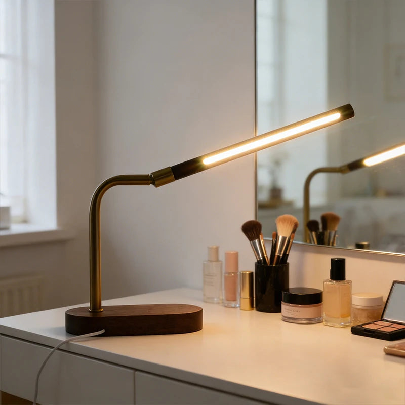 Wooden COB Desk Lamp USB Powered Table Lamp with 30° Adjustable Angle Night Light Minimalist Bedside Lamp for Bedroom Home