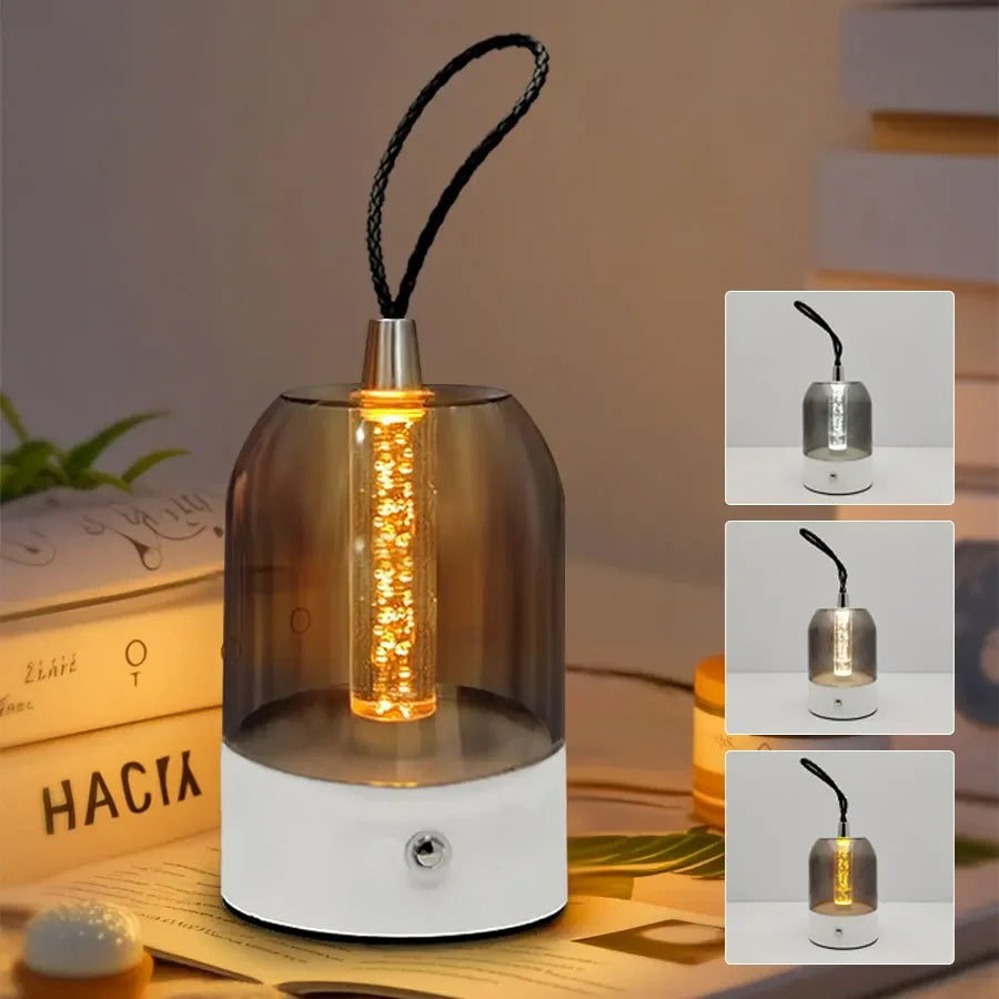 LED Touch Table Lamp Rechargeable Night Light 3 Color Dimmable Bedside Ambient Lights for Bedroom Bar Outdoor Camping Lanterns