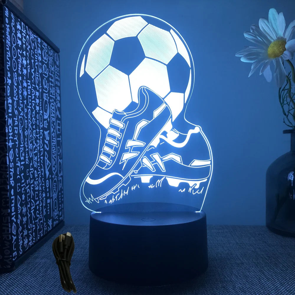 3D Football Lamp Illusion Child LED Night Light Luminous Soccer Ball Touch Nightlight Kids Bedroom Decoration Table Lamp Gifts