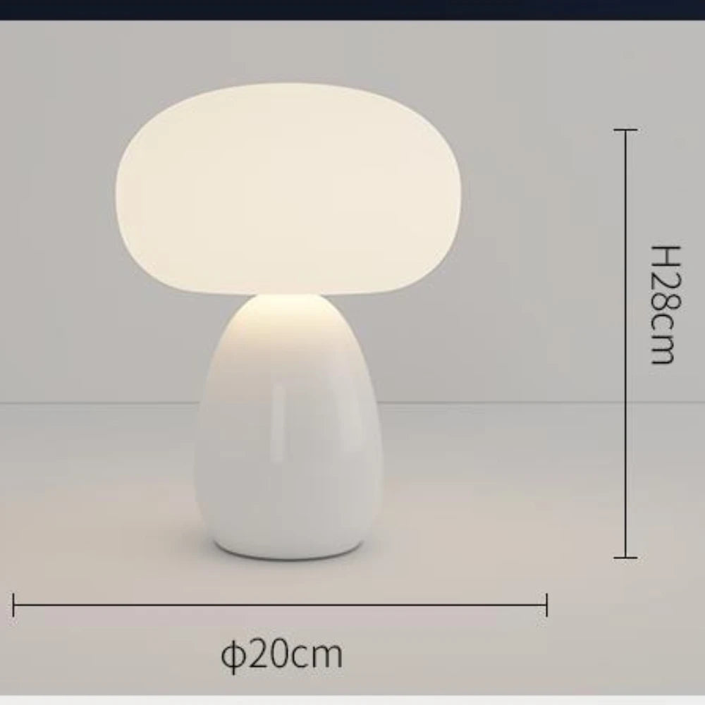 Cream Mushroom Table Lamp Cute and Simple Ceramic Eye Protection Bedside Lamp Warm Girl Bedroom Atmosphere Small Night Lamp